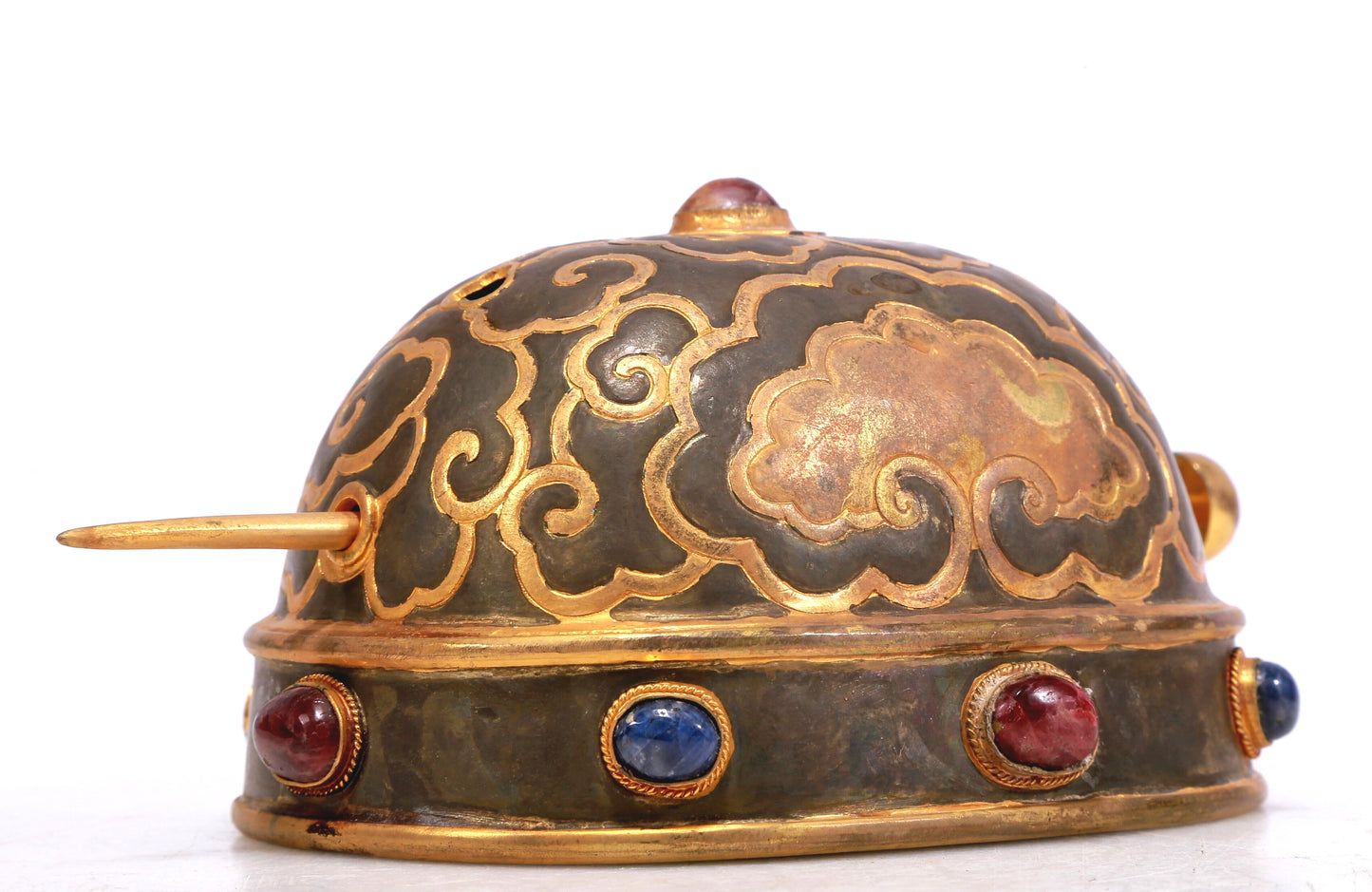 A Marvelous Gilt-Bronze Silver Gem-Inlaid 'Auspicious Cloud' Diadem