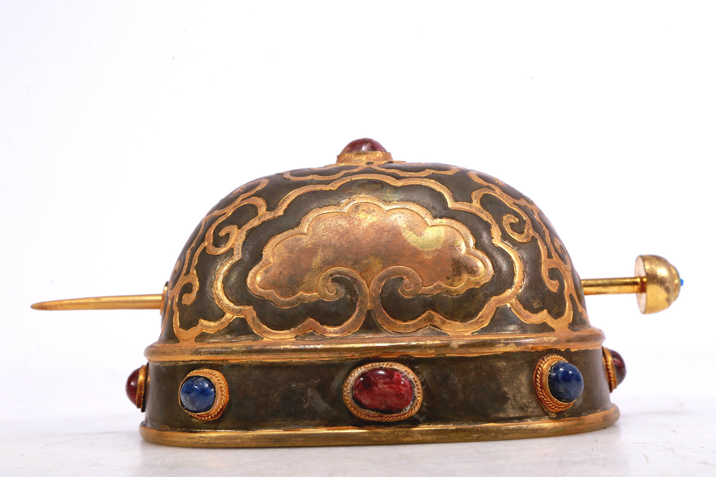 A Marvelous Gilt-Bronze Silver Gem-Inlaid 'Auspicious Cloud' Diadem