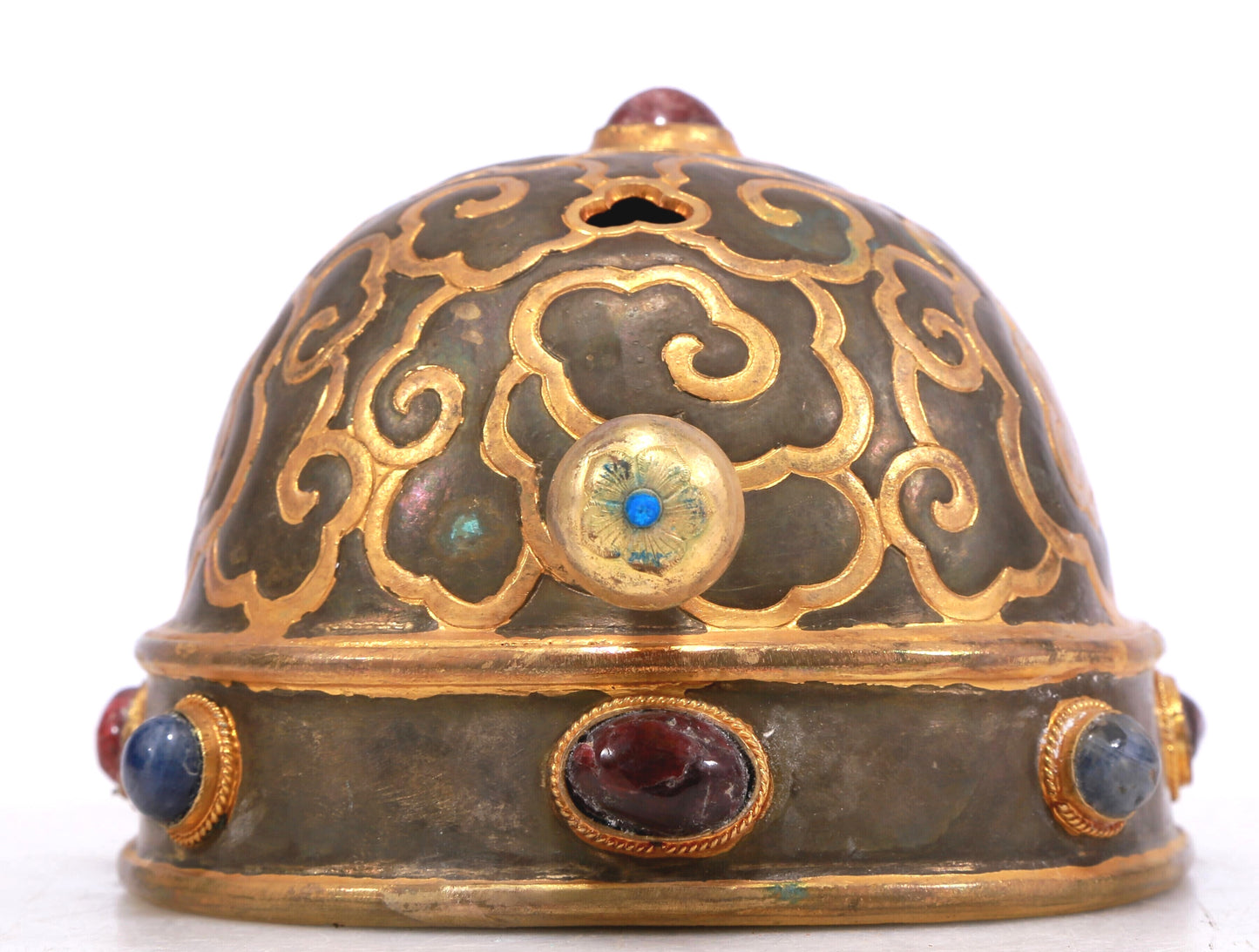 A Marvelous Gilt-Bronze Silver Gem-Inlaid 'Auspicious Cloud' Diadem