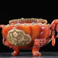 A Magnificent Agate Gold-Mounted 'Bird& Flower' Tripod Censer