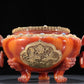 A Magnificent Agate Gold-Mounted 'Bird& Flower' Tripod Censer