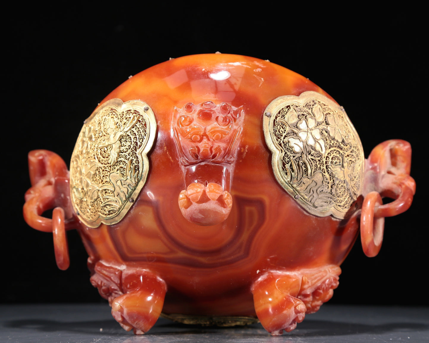 A Magnificent Agate Gold-Mounted 'Bird& Flower' Tripod Censer