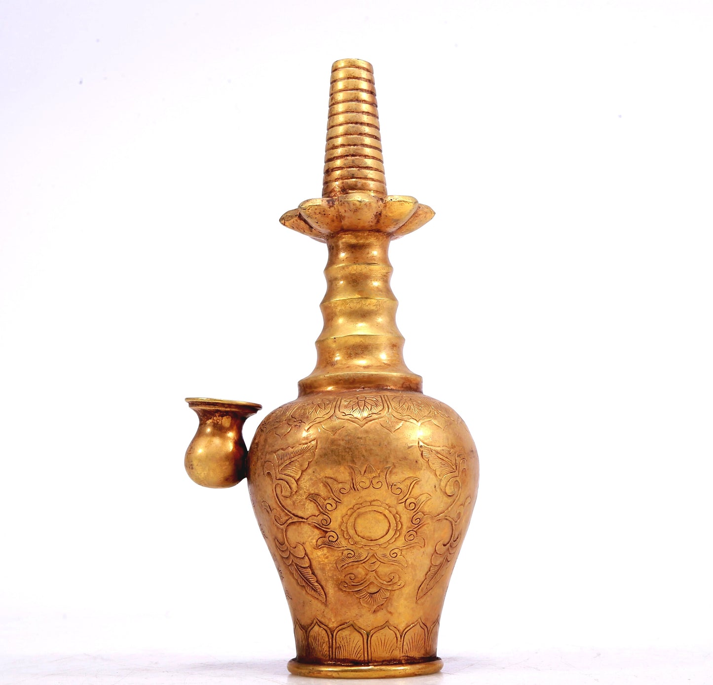 Marvelous Gilt-Bronze 'Flower' Ewer With Inscriptions