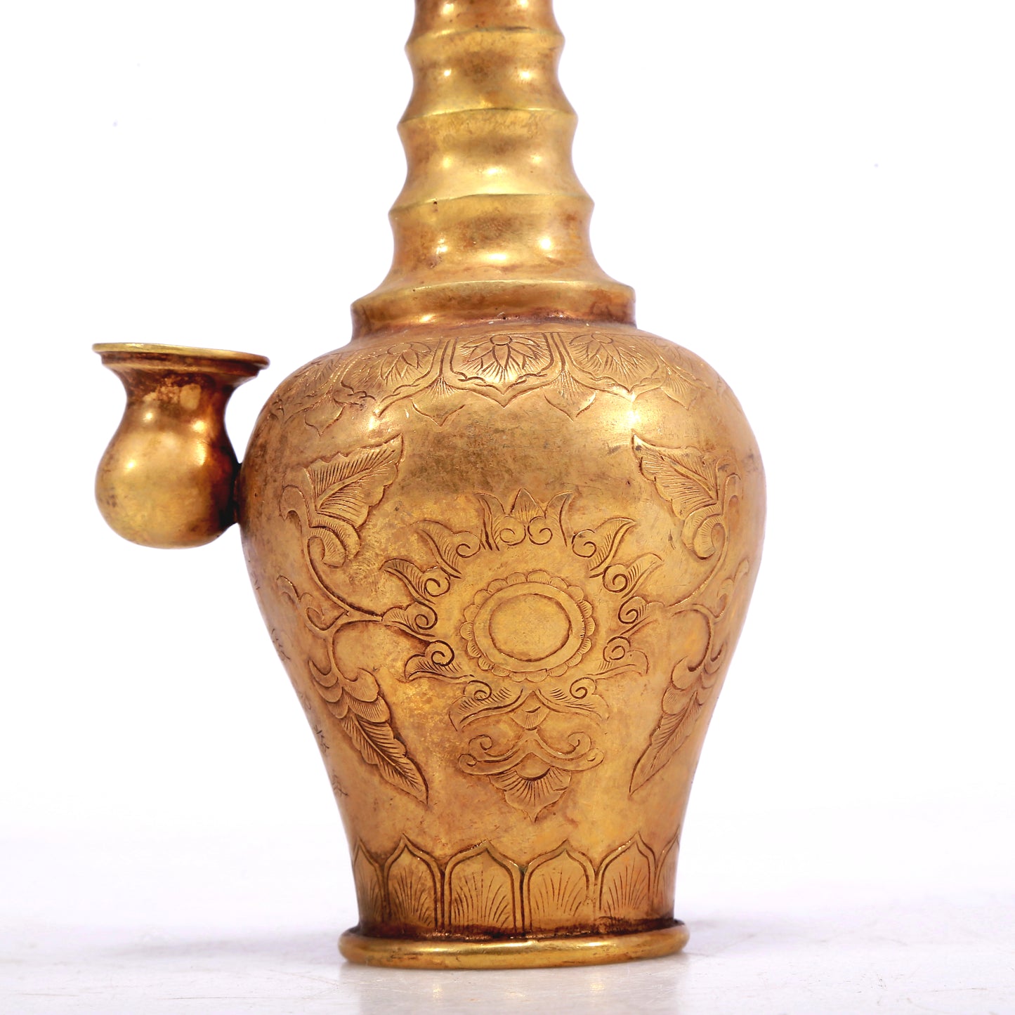 Marvelous Gilt-Bronze 'Flower' Ewer With Inscriptions