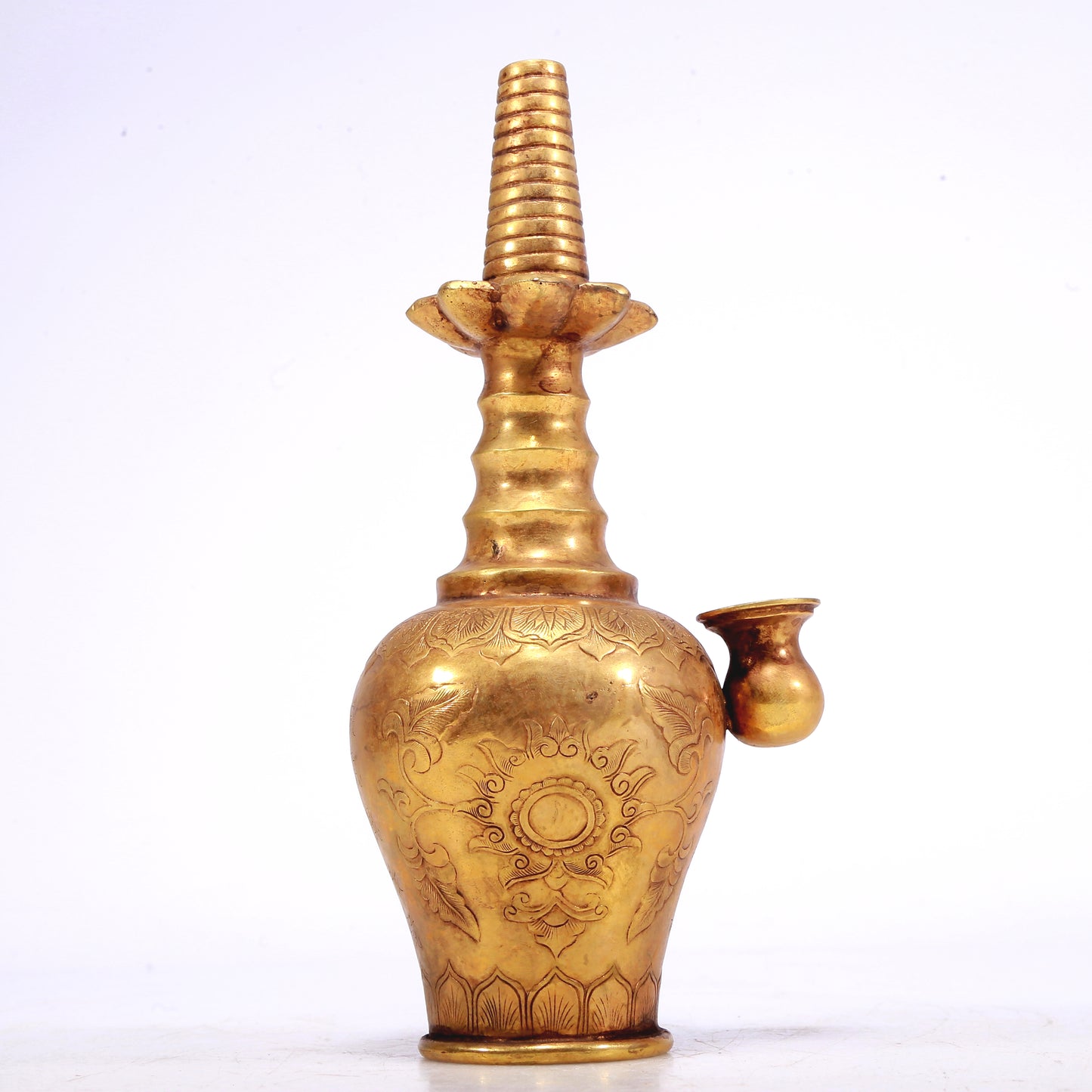 Marvelous Gilt-Bronze 'Flower' Ewer With Inscriptions