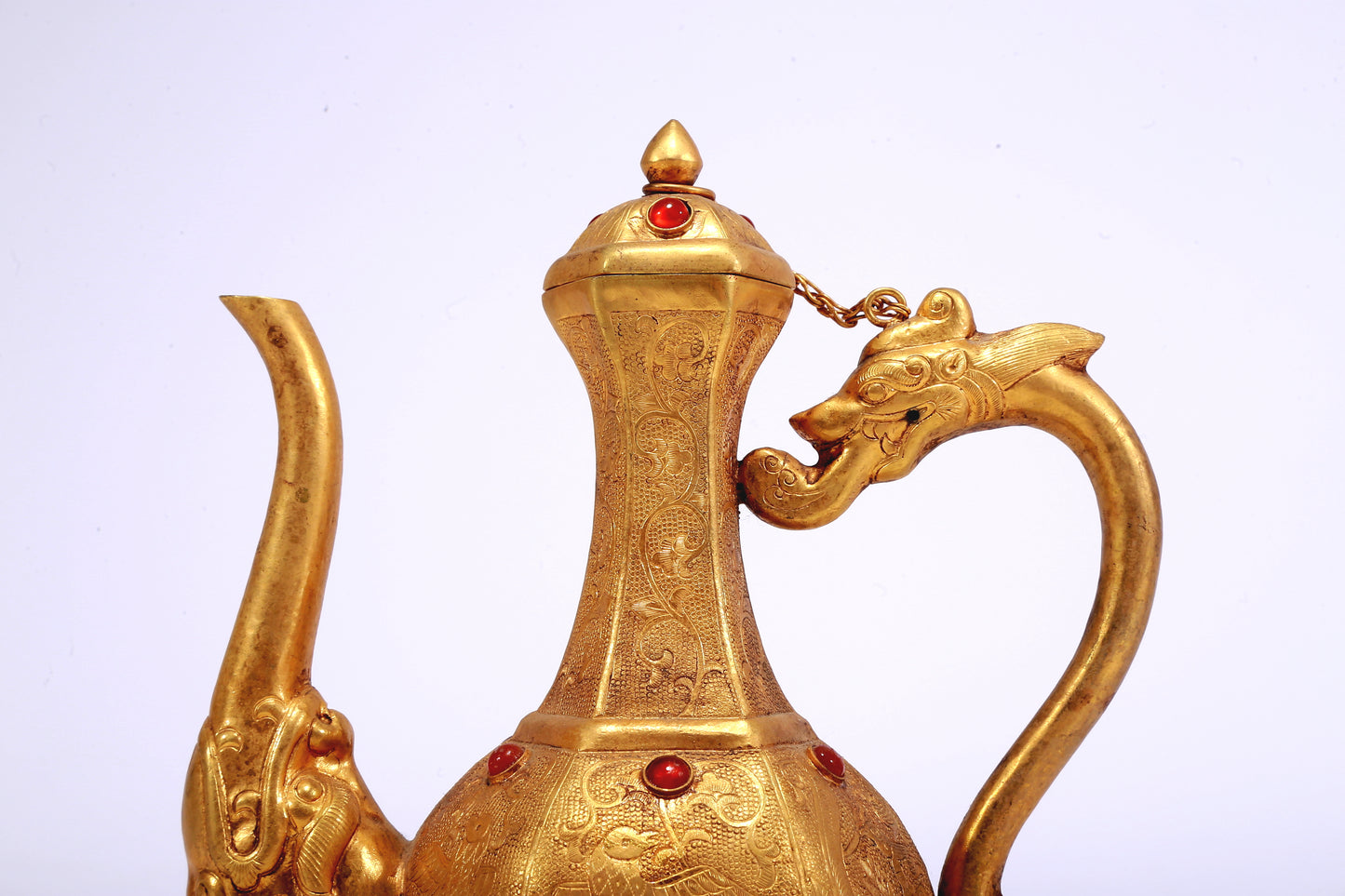 A Marvelous Gilt-Bronze Gem-Inlaid 'Bird& Flower' Ewer