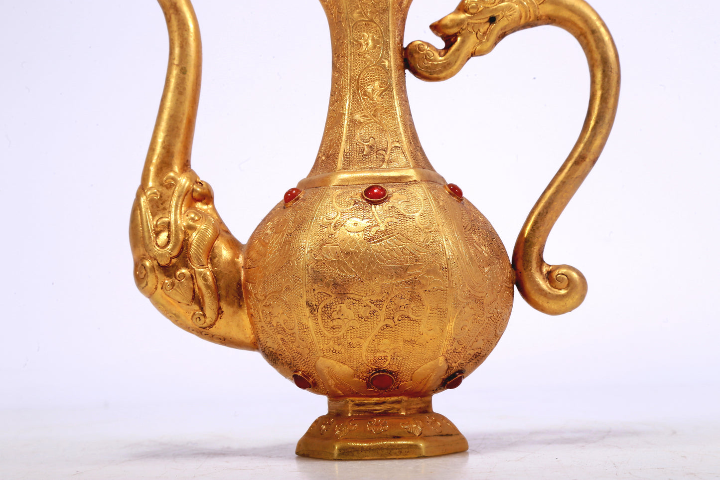 A Marvelous Gilt-Bronze Gem-Inlaid 'Bird& Flower' Ewer