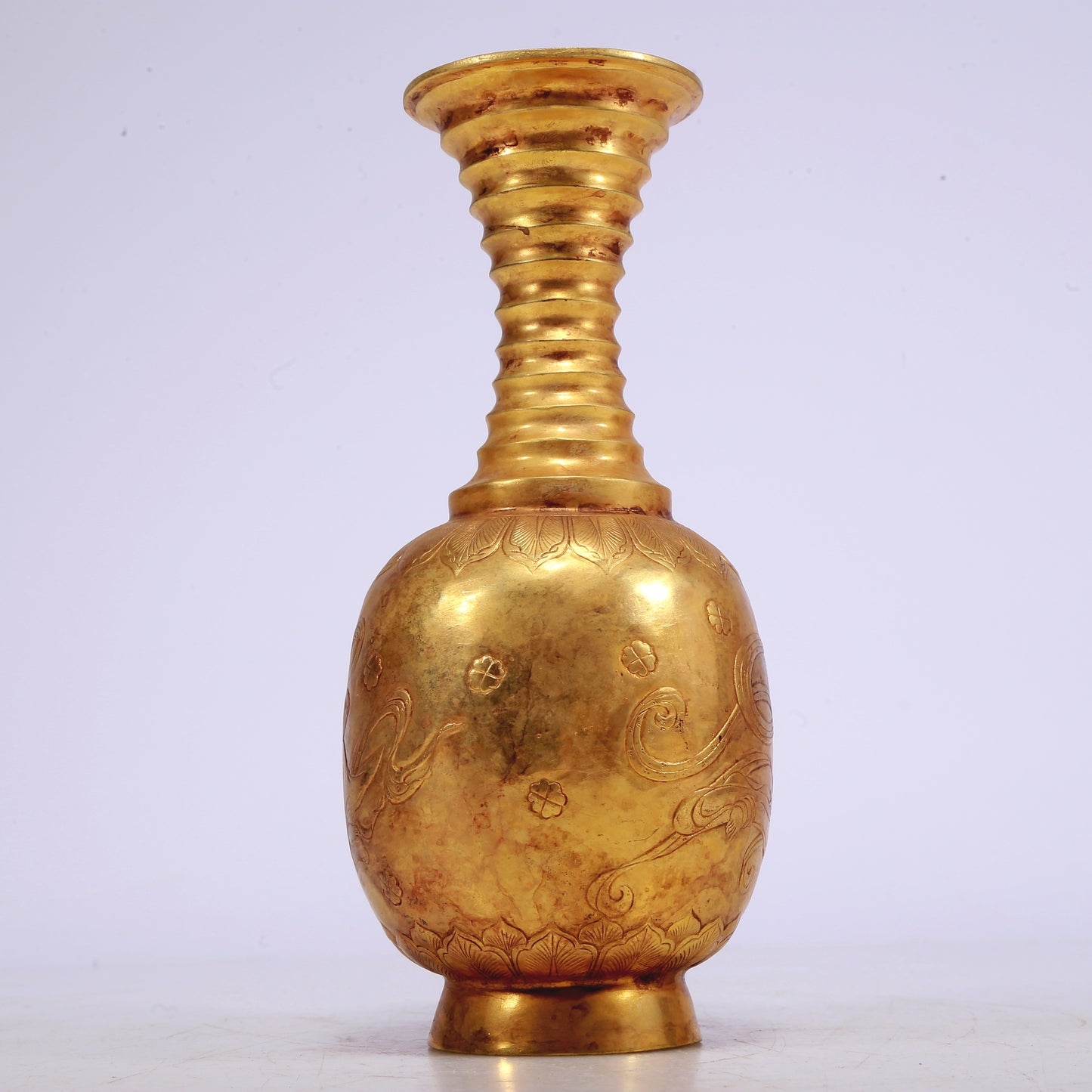 A Marvelous Gilt-Bronze 'Bodhisattva' Pot With Inscriptions