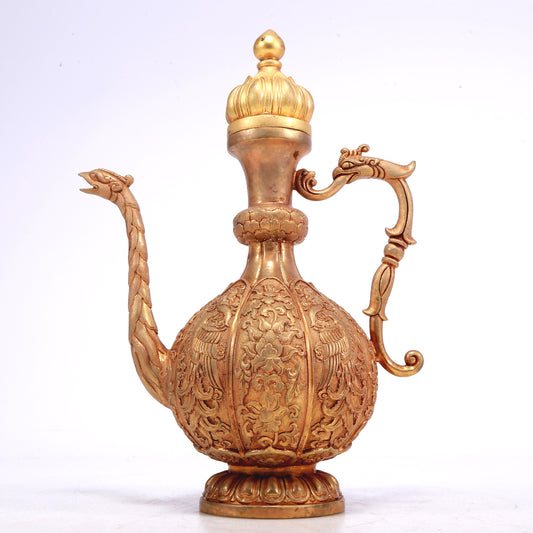 A Marvelous Gilt-Bronze 'Scrolling Lotus& Phoenix' Ewer