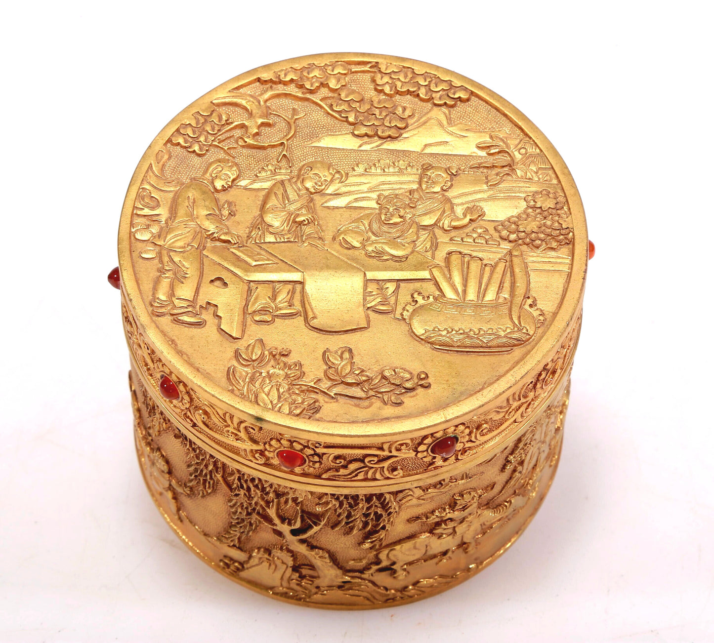 A Marvelous Gilt-Bronze 'Figure& Landscape' Box