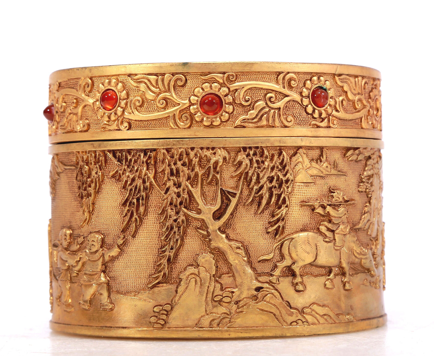 A Marvelous Gilt-Bronze 'Figure& Landscape' Box