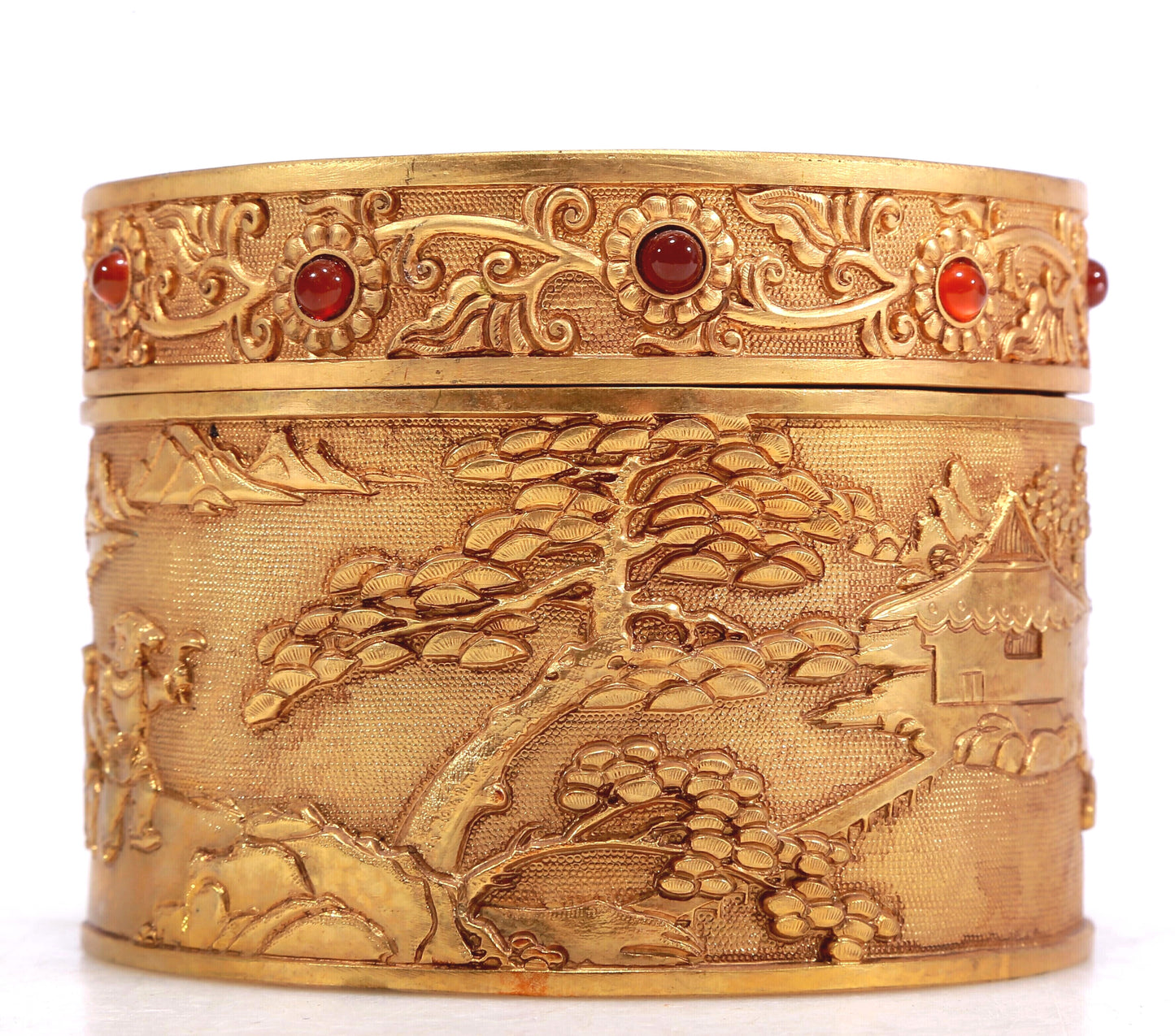 A Marvelous Gilt-Bronze 'Figure& Landscape' Box