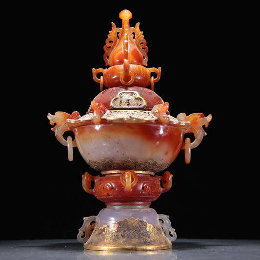 A Magnificent Agate Gold-Mounted 'Bird& Flower' Censer