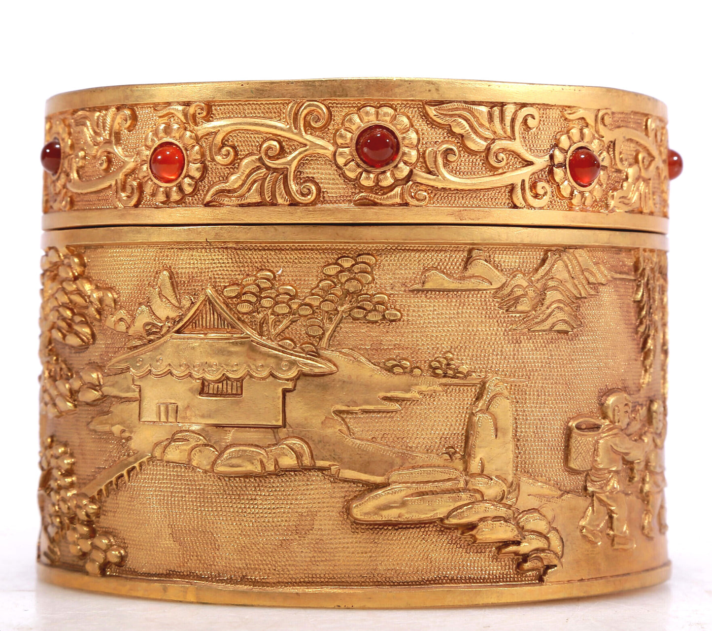 A Marvelous Gilt-Bronze 'Figure& Landscape' Box