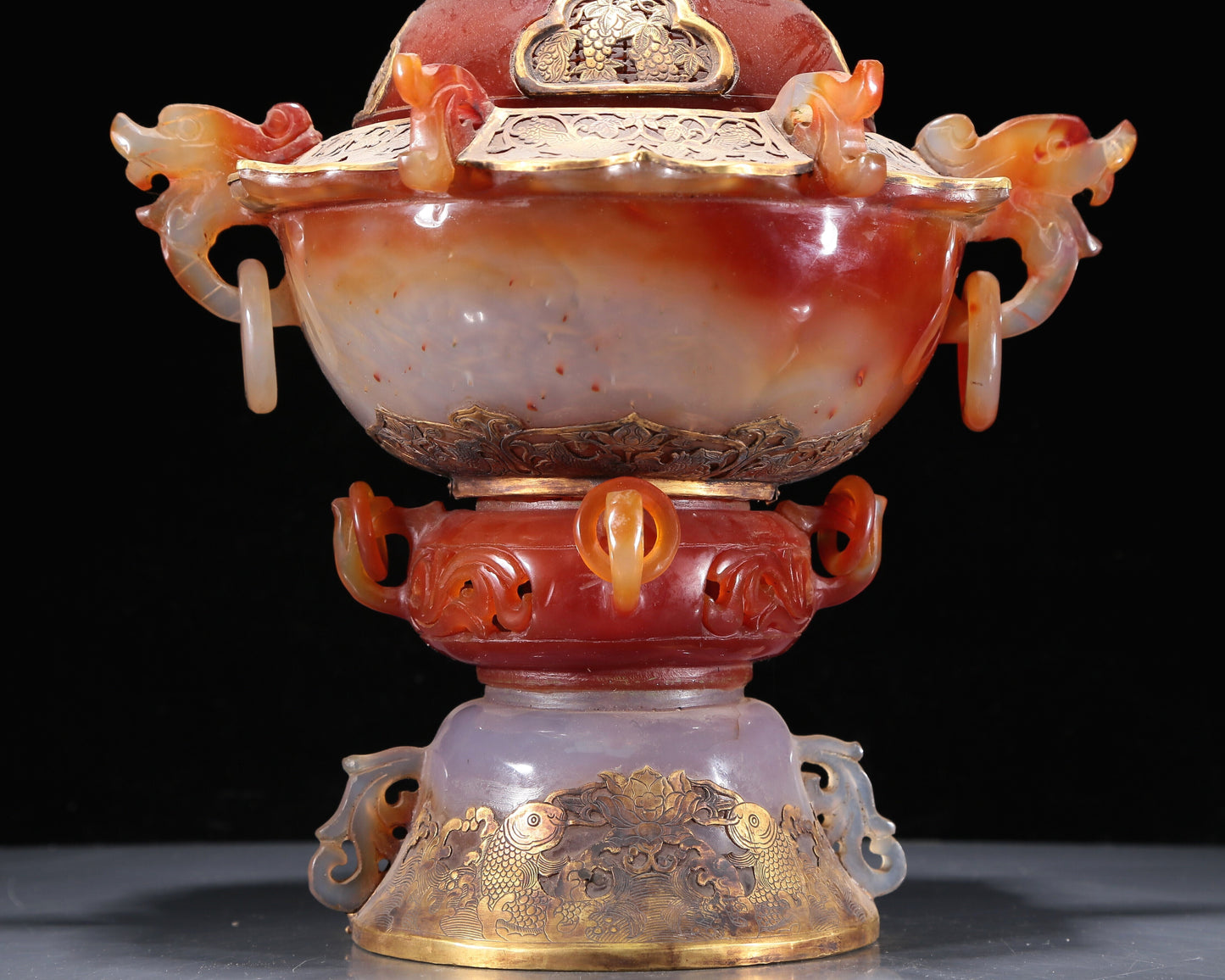 A Magnificent Agate Gold-Mounted 'Bird& Flower' Censer