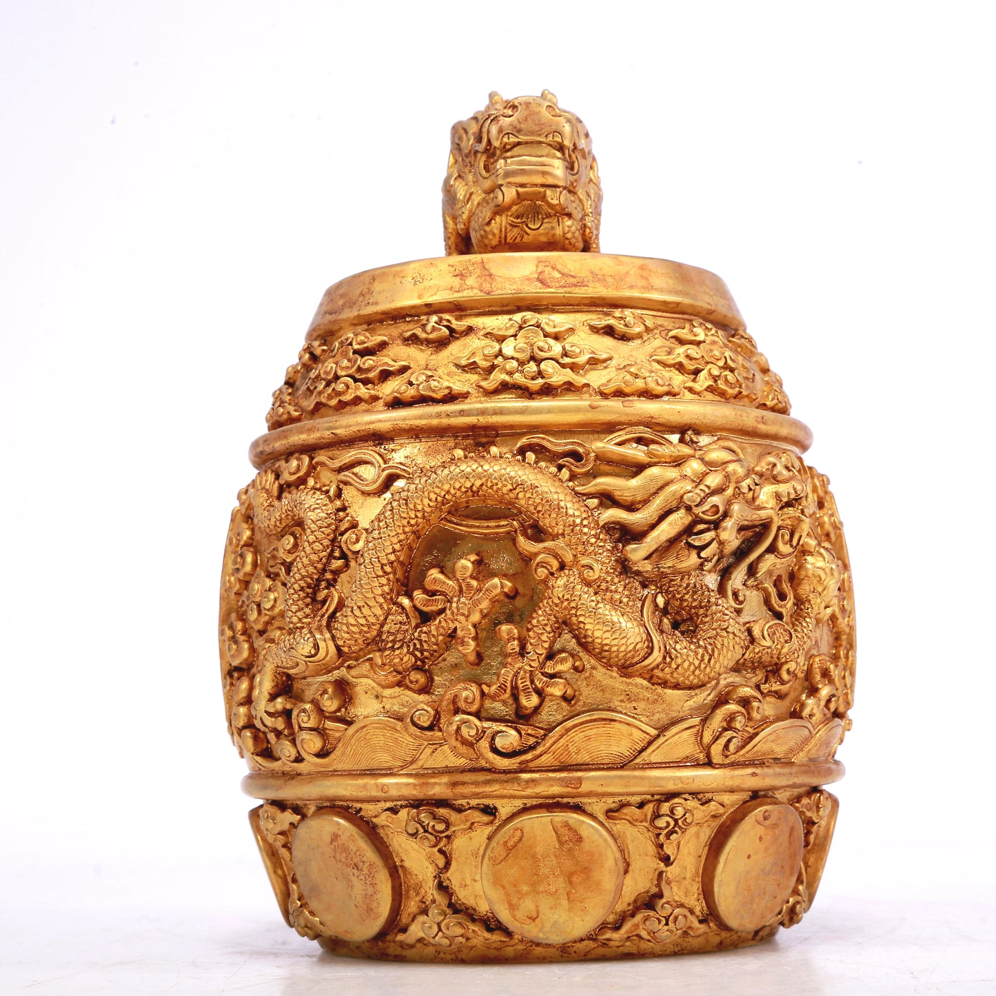 Marvelous Gilt-Bronze 'Dragon& Auspicious Cloud' Ritual Bell