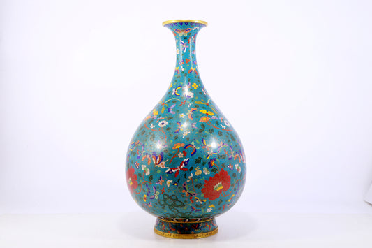 A delicate cloisonne 'butterfly and flower' vase