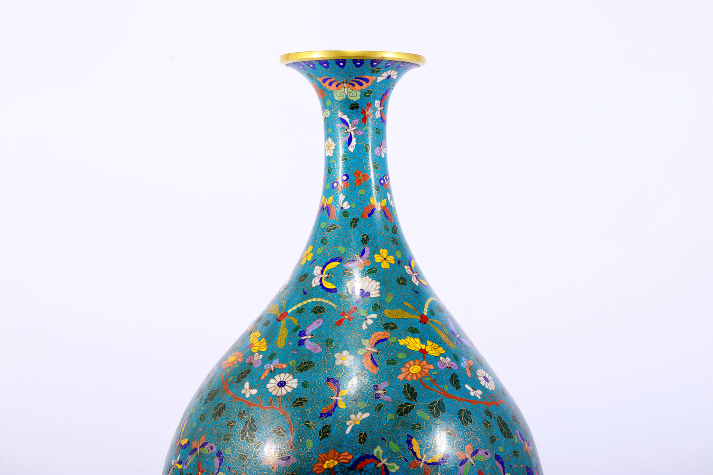 A delicate cloisonne 'butterfly and flower' vase