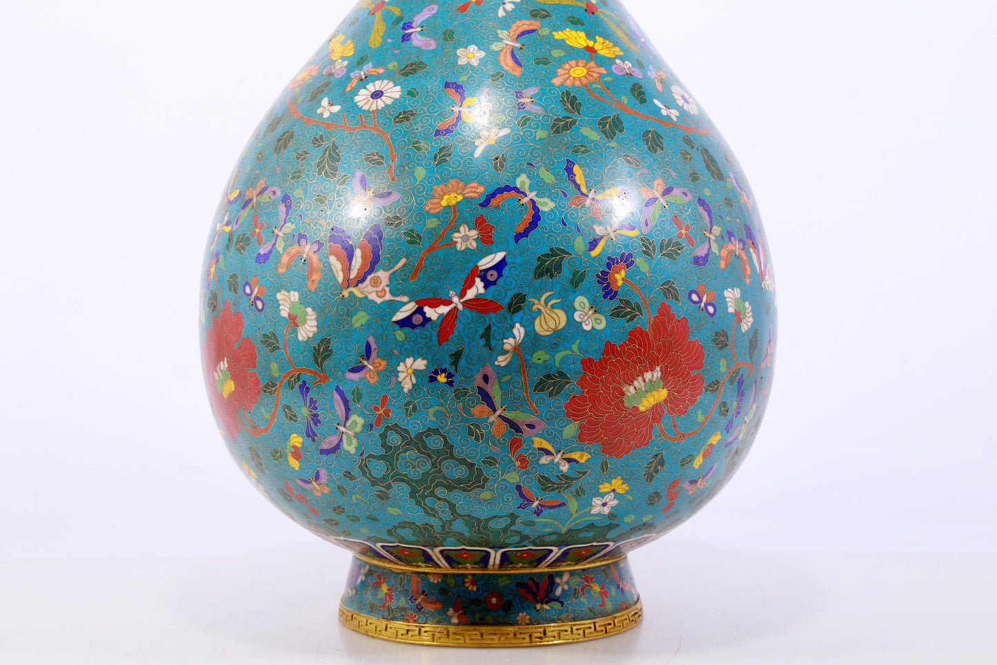 A delicate cloisonne 'butterfly and flower' vase