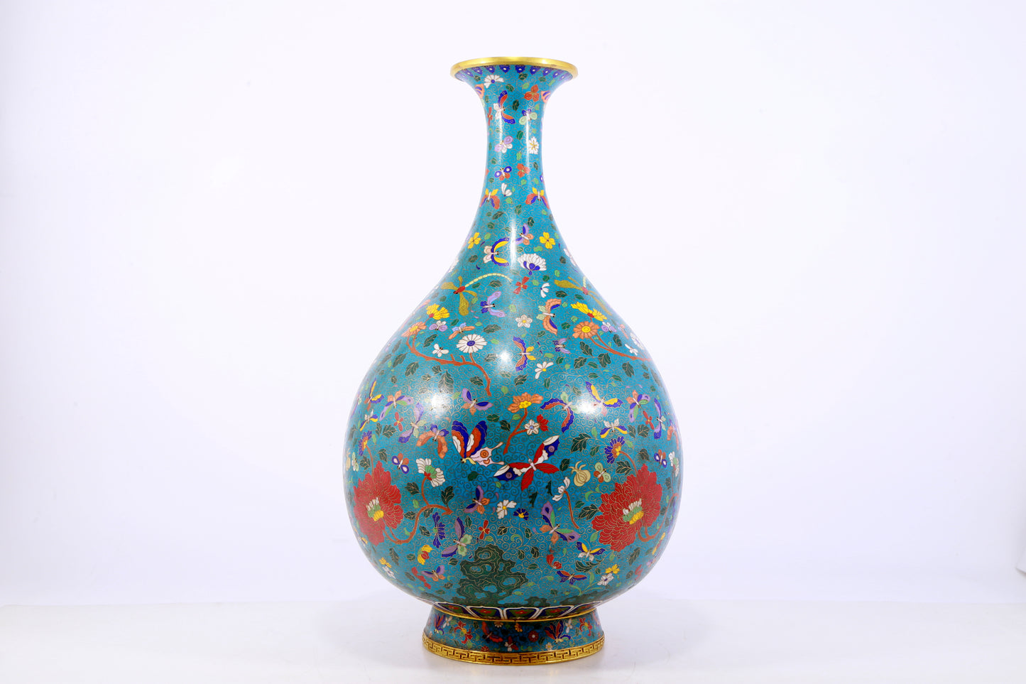 A delicate cloisonne 'butterfly and flower' vase