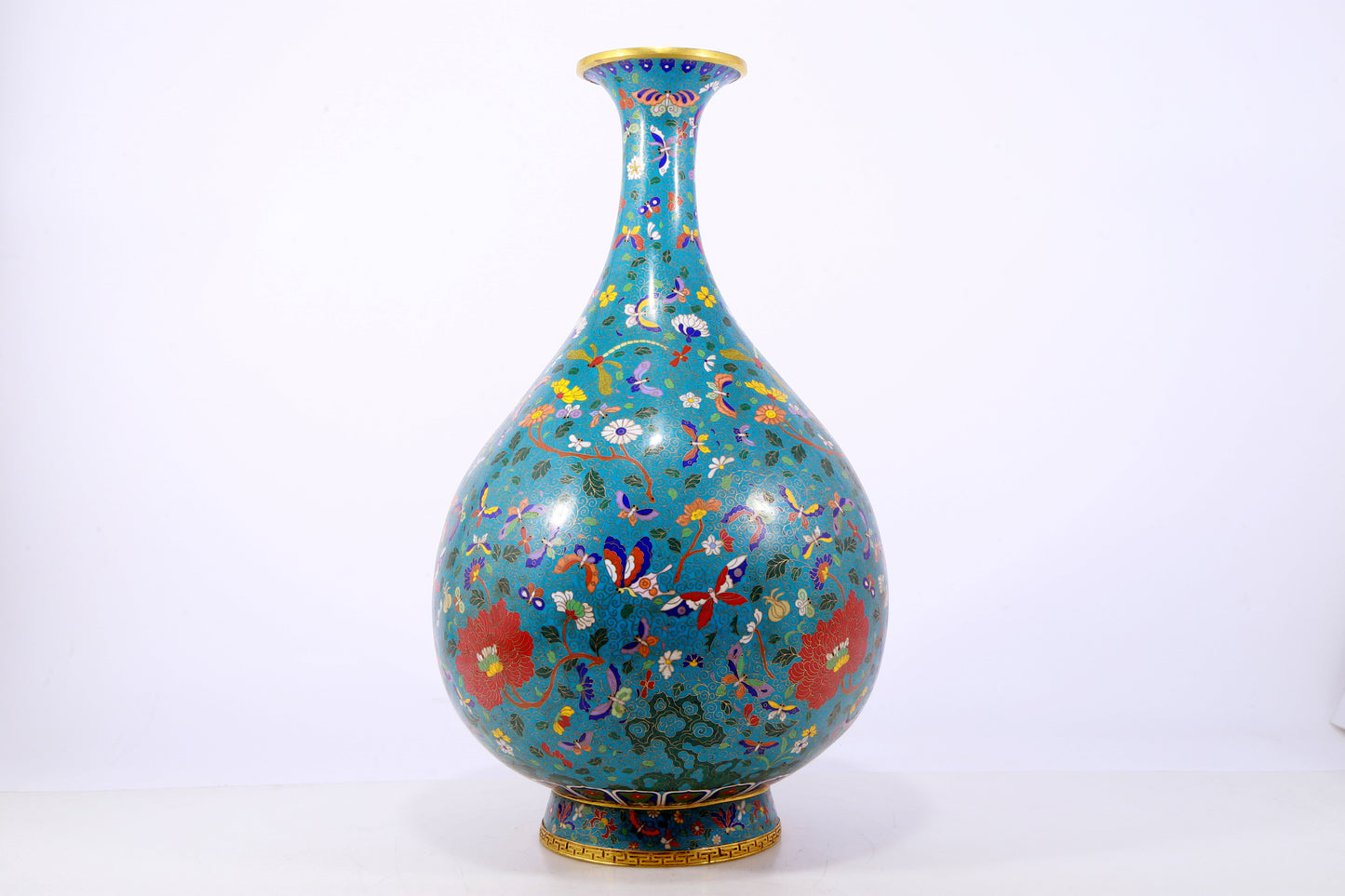 A delicate cloisonne 'butterfly and flower' vase