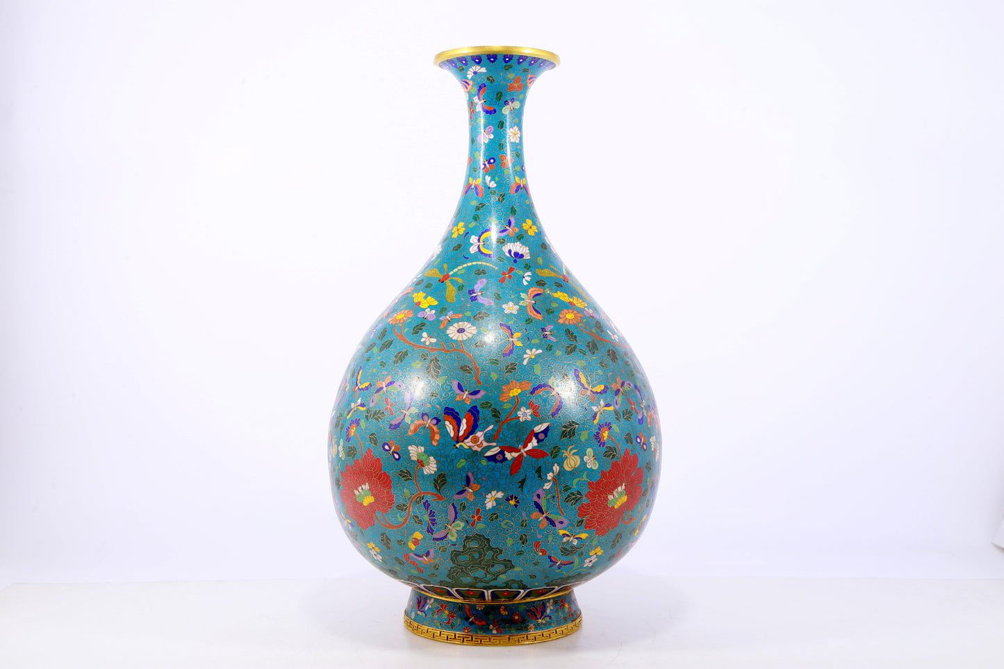 A delicate cloisonne 'butterfly and flower' vase