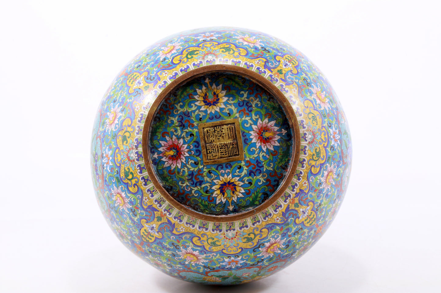 An exquisite cloisonne flower and bird pattern dragon ear vase