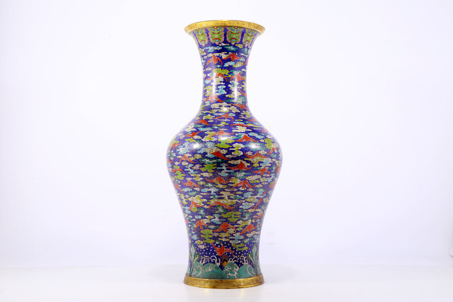 An exquisite cloisonné 'Crane and Bat' pattern vase