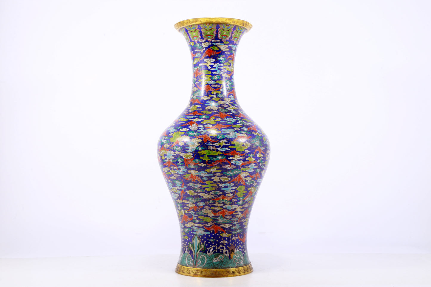 An exquisite cloisonné 'Crane and Bat' pattern vase