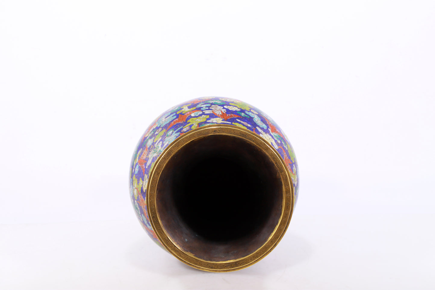 An exquisite cloisonné 'Crane and Bat' pattern vase