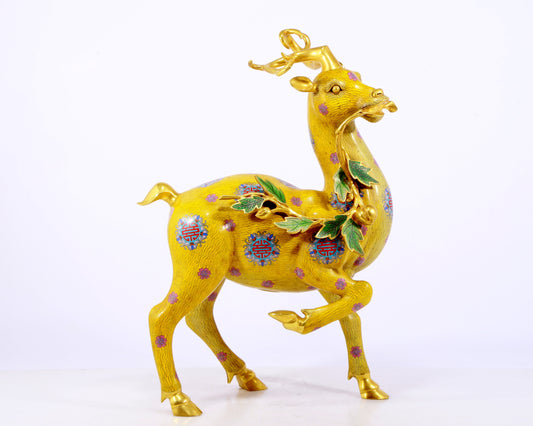 An exquisite cloisonné deer ornament