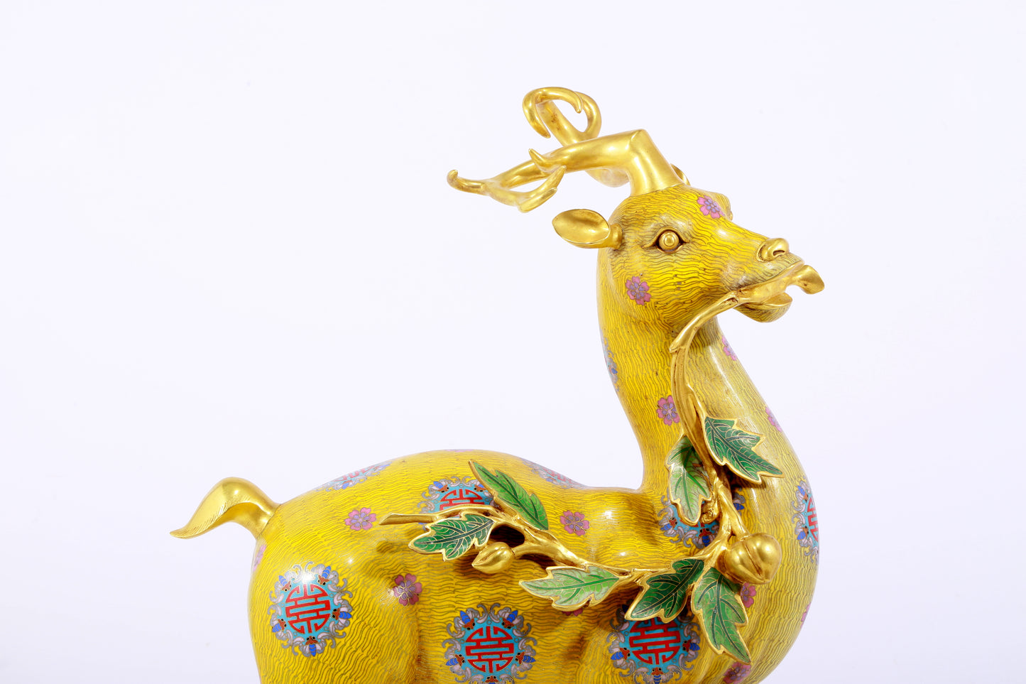 An exquisite cloisonné deer ornament