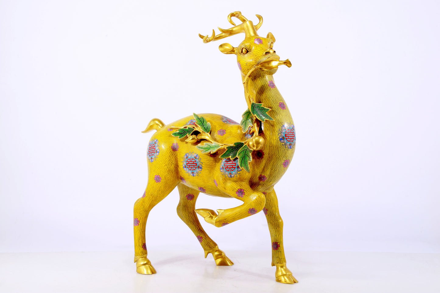 An exquisite cloisonné deer ornament