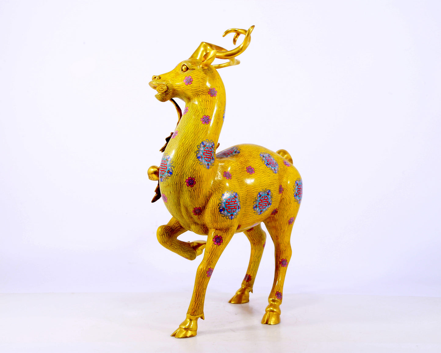 An exquisite cloisonné deer ornament