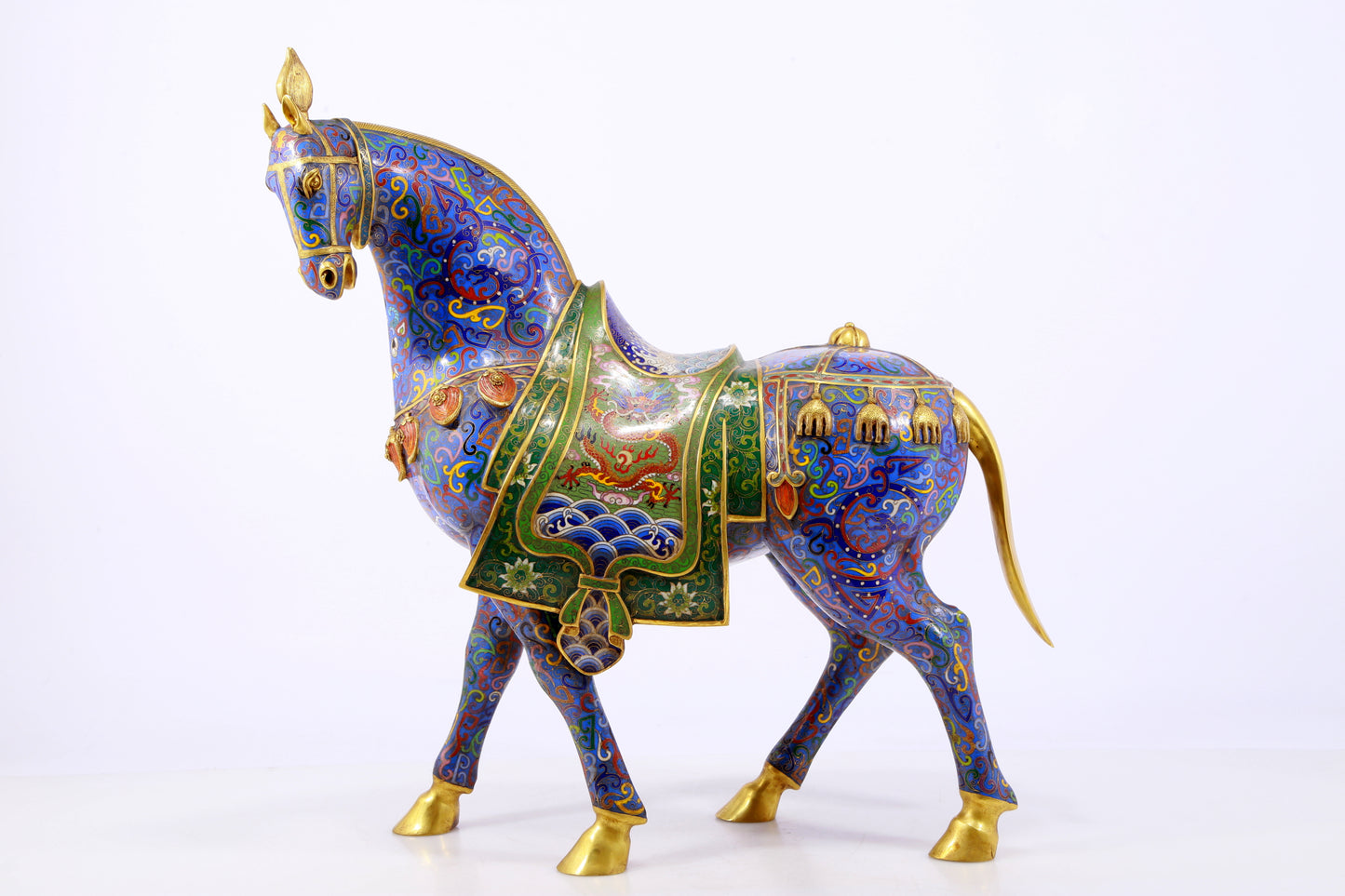 An exquisite cloisonné horse ornament