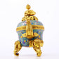 A perfect cloisonné elephant ear tripod censer with lid