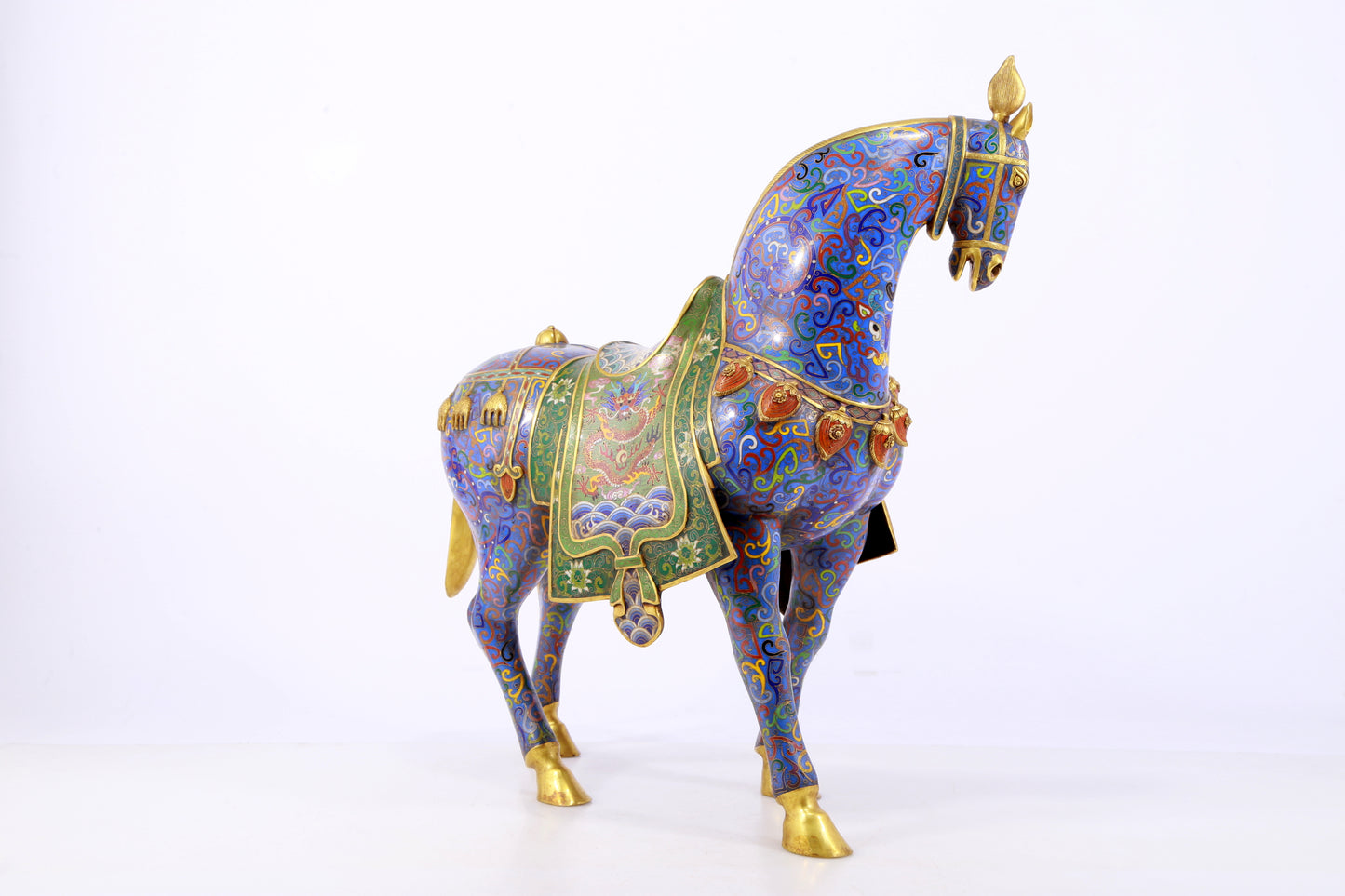 An exquisite cloisonné horse ornament