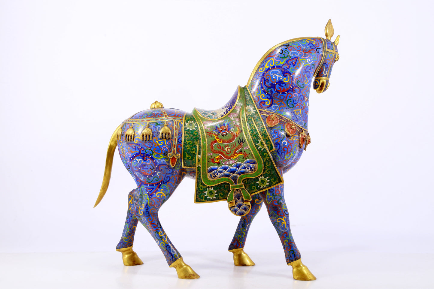 An exquisite cloisonné horse ornament