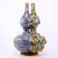 An exquisite cloisonné gourd-shaped vase with lotus pattern