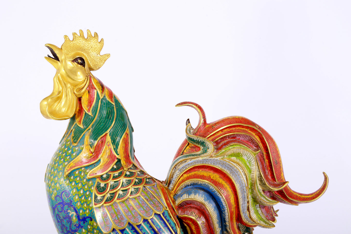 An exquisite cloisonné rooster ornament