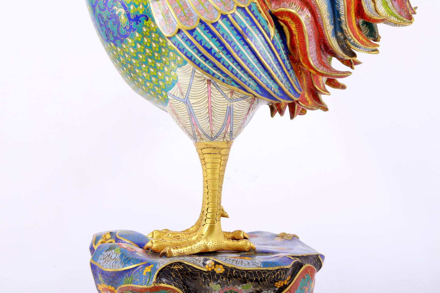 An exquisite cloisonné rooster ornament