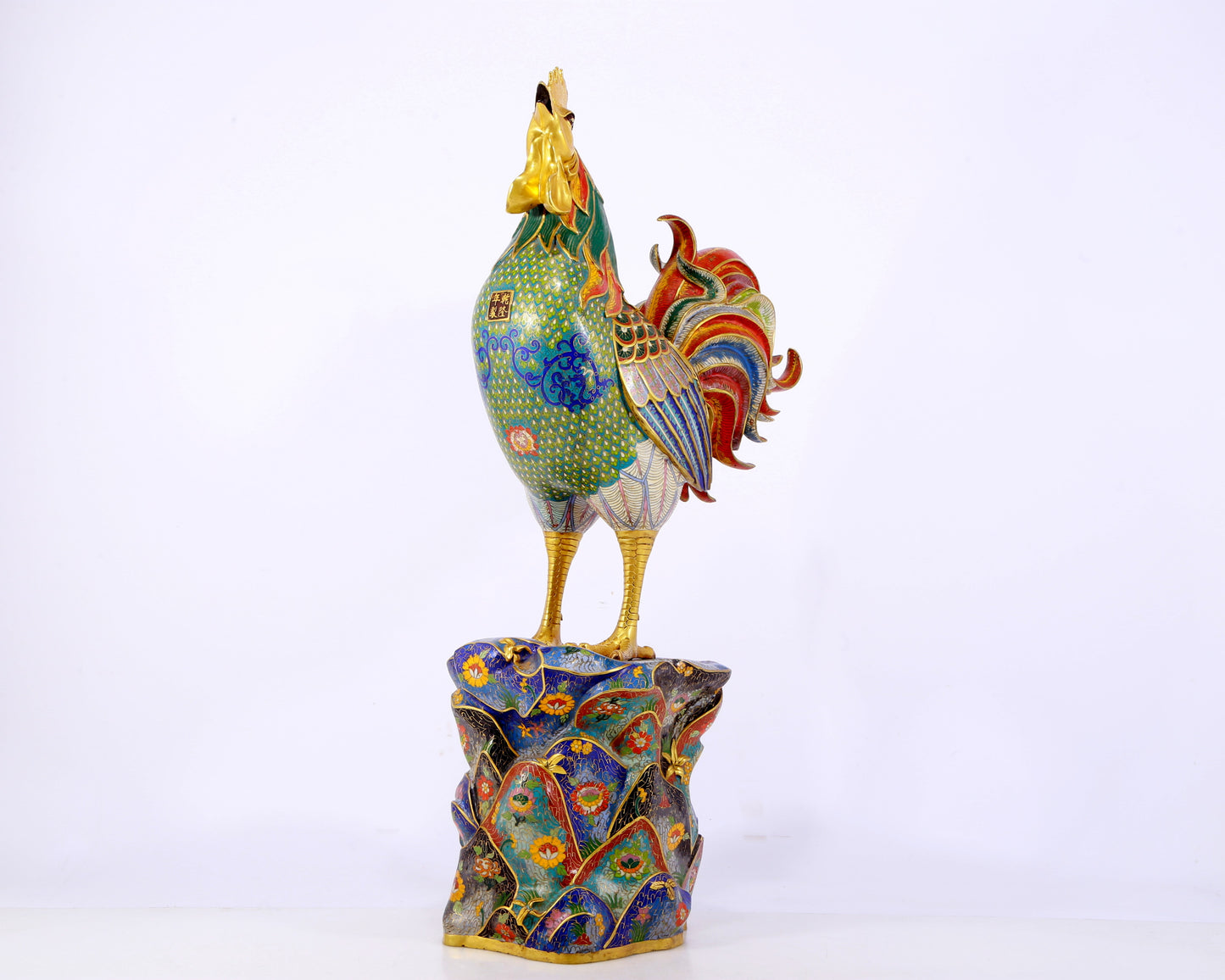 An exquisite cloisonné rooster ornament