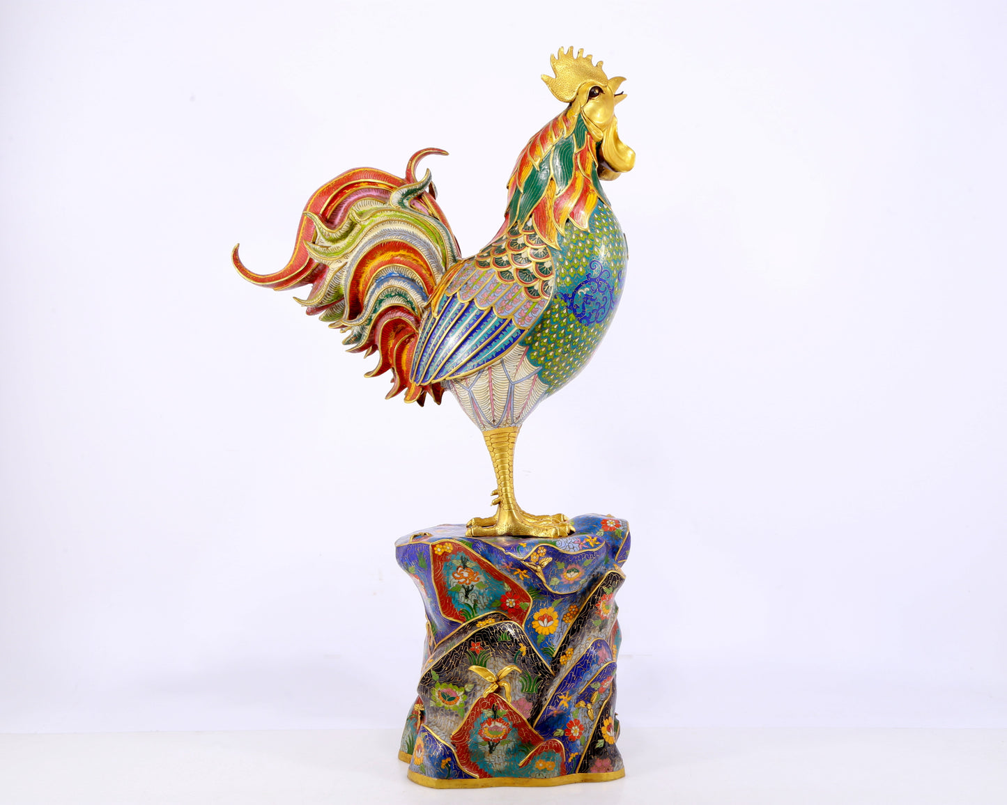 An exquisite cloisonné rooster ornament