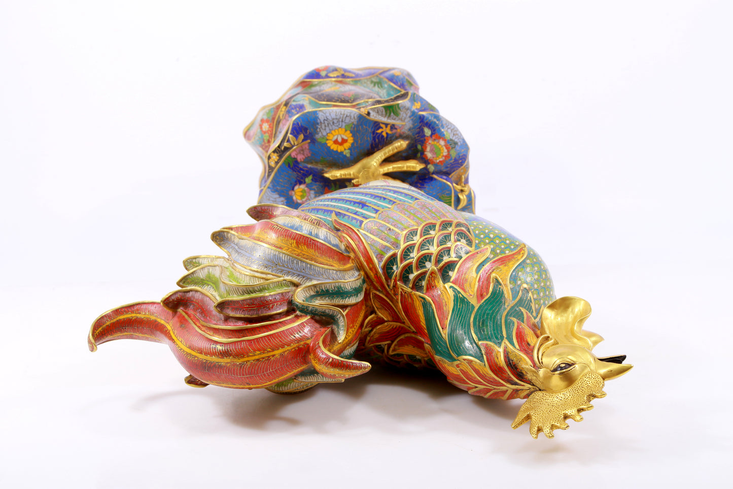 An exquisite cloisonné rooster ornament