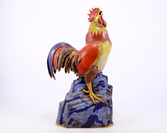 An exquisite cloisonné rooster ornament