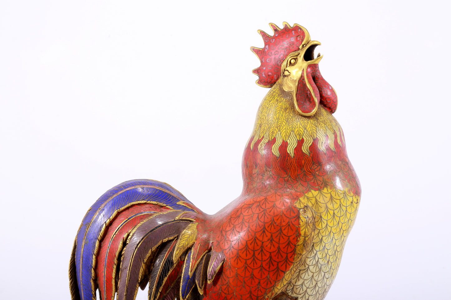 An exquisite cloisonné rooster ornament