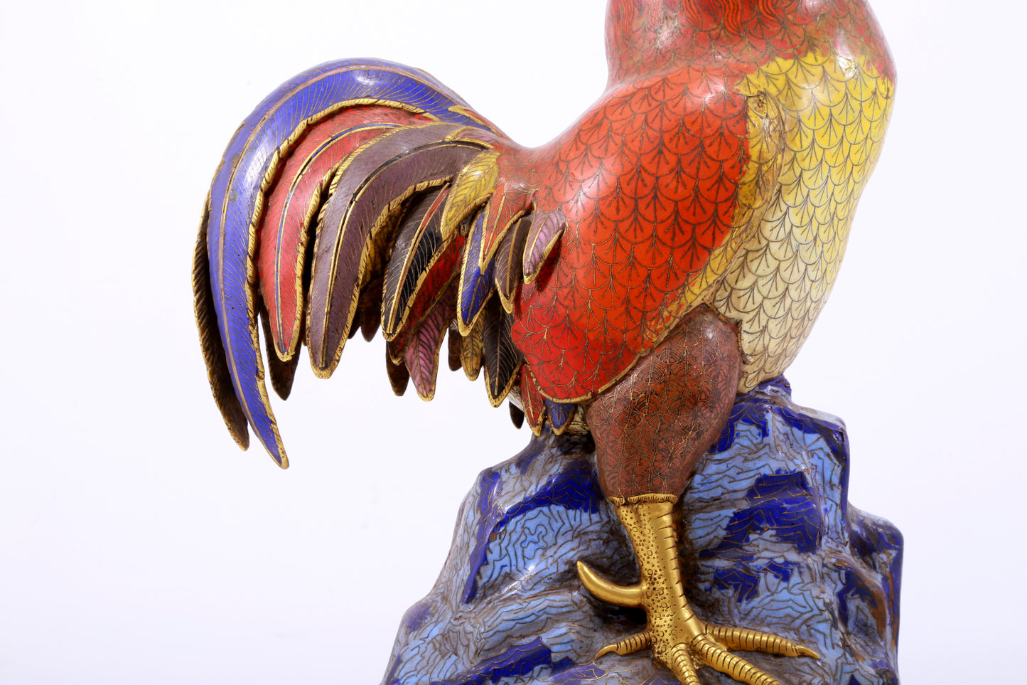 An exquisite cloisonné rooster ornament