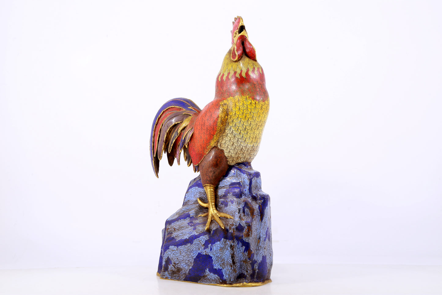 An exquisite cloisonné rooster ornament