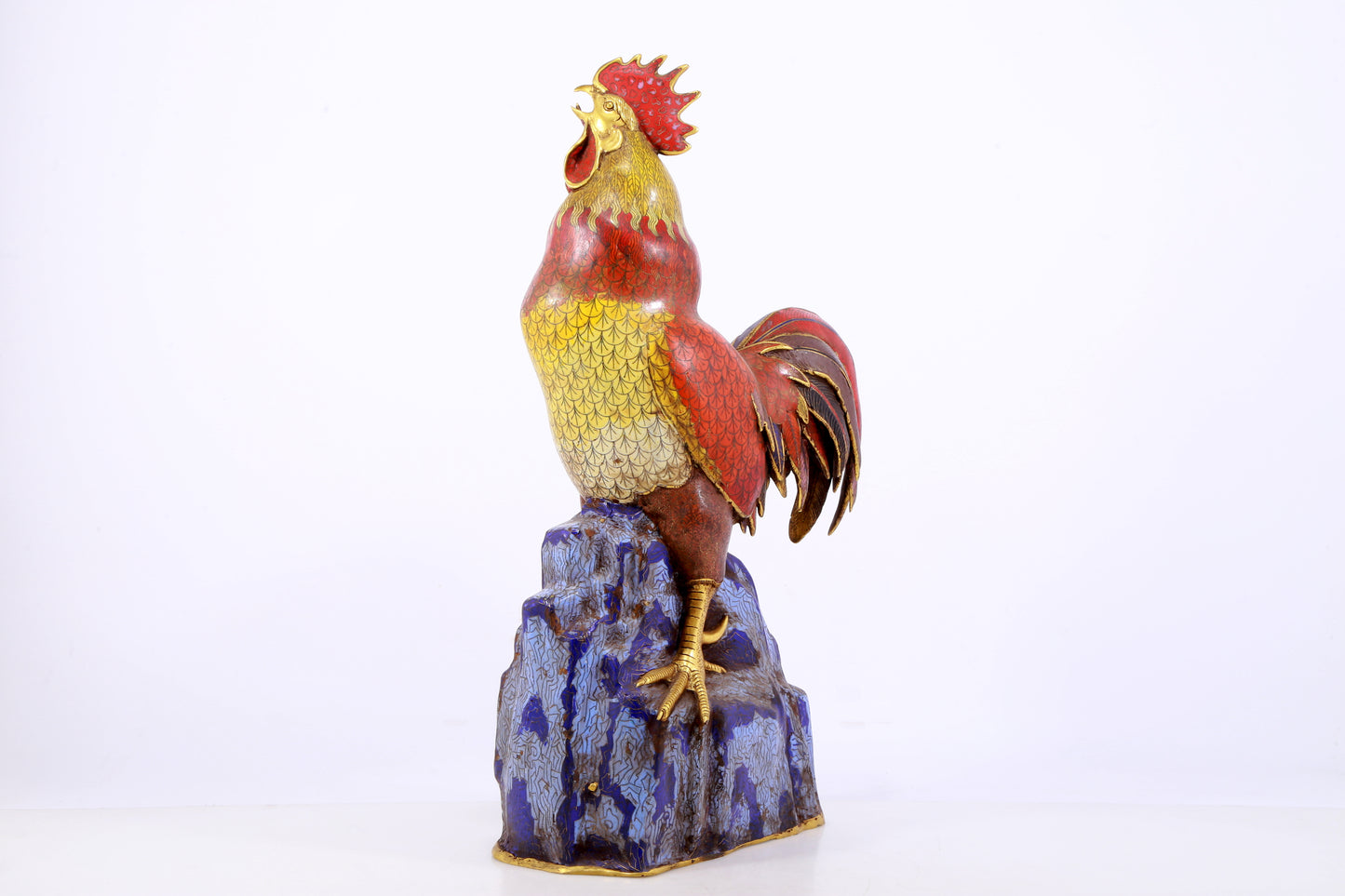 An exquisite cloisonné rooster ornament