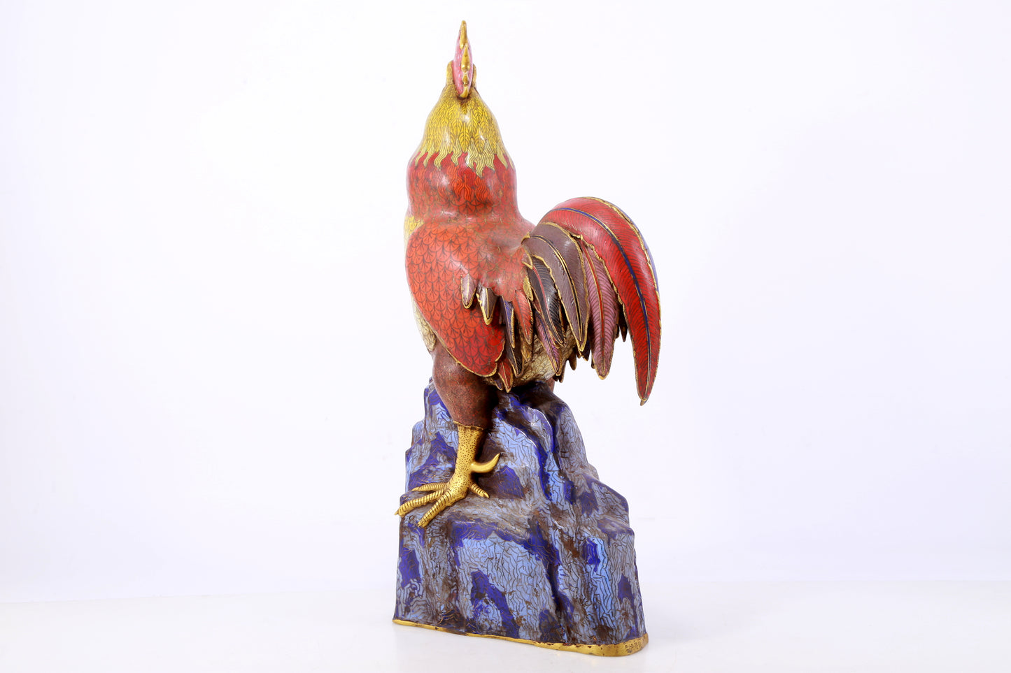 An exquisite cloisonné rooster ornament